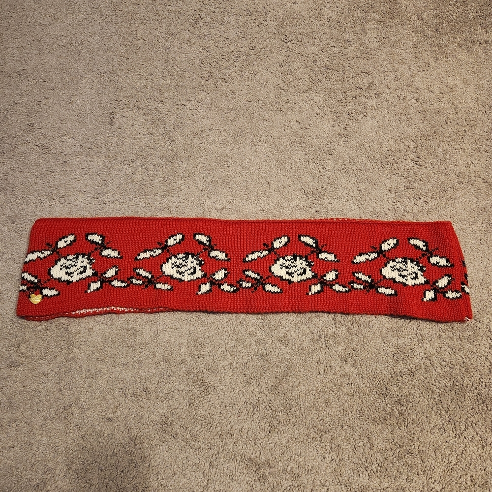 Betsey Johnson Infinity Scarf Red Black Gold White Floral